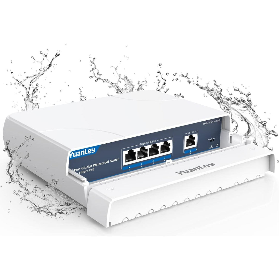 YuanLey 4 - Port PoE Switch Gigabit - Waterproof Outdoor Ethernet Unmanaged Network Switch with VLAN Function, 78W Built - in Power - Just Closeouts Canada Inc.