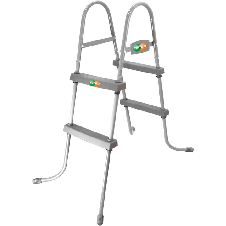 YUEWO 36” 2 - Step Steel Frame Above Ground Swimming Pool Ladder with Non - Slip Plastic Steps for Entry and Exit System Swim Pools - Just Closeouts Canada Inc.