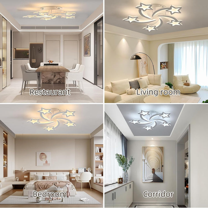 ZAITINZ Led Ceiling Lights,50W Flush Mount Ceiling Light Fixtures, Dimmable Luminaire Plafonnier,5 Stars Ceiling Lamp for Living Room,Bedroom,Dining Room,Kids Room,White,3000 - 6000K - Just Closeouts Canada Inc.
