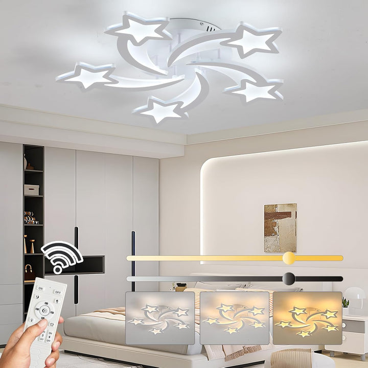 ZAITINZ Led Ceiling Lights,50W Flush Mount Ceiling Light Fixtures, Dimmable Luminaire Plafonnier,5 Stars Ceiling Lamp for Living Room,Bedroom,Dining Room,Kids Room,White,3000 - 6000K - Just Closeouts Canada Inc.