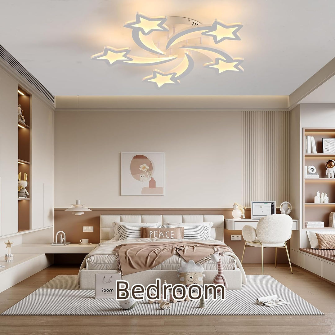 ZAITINZ Led Ceiling Lights,50W Flush Mount Ceiling Light Fixtures, Dimmable Luminaire Plafonnier,5 Stars Ceiling Lamp for Living Room,Bedroom,Dining Room,Kids Room,White,3000 - 6000K - Just Closeouts Canada Inc.