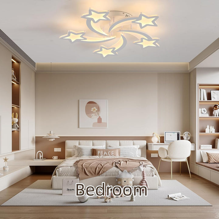 ZAITINZ Led Ceiling Lights,50W Flush Mount Ceiling Light Fixtures, Dimmable Luminaire Plafonnier,5 Stars Ceiling Lamp for Living Room,Bedroom,Dining Room,Kids Room,White,3000 - 6000K - Just Closeouts Canada Inc.