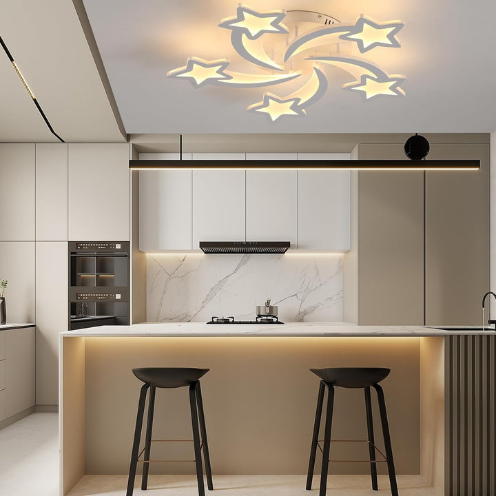 ZAITINZ Led Ceiling Lights,50W Flush Mount Ceiling Light Fixtures, Dimmable Luminaire Plafonnier,5 Stars Ceiling Lamp for Living Room,Bedroom,Dining Room,Kids Room,White,3000 - 6000K - Just Closeouts Canada Inc.