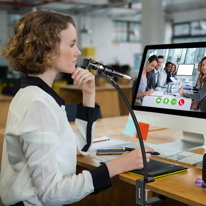 ZealSound Microphone Arm Stand,19 Inch Long Universal Gooseneck Desktop Mic Stand with 3/8" to 5/8" Adapter and Microphone Clip Holder, Upgraded Heavy Duty Desk Clamp Compatible with Snowball Ice - Just Closeouts Canada Inc.