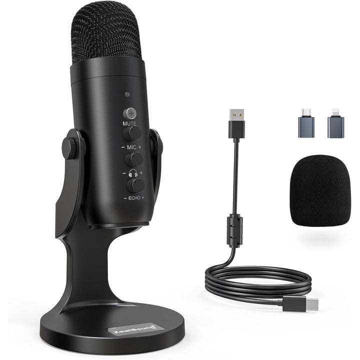 ZealSound USB Microphone,Condenser Phone Computer PC Mic kit,Plug&Play Gaming Microphones for PS 4&5.Mic Gain&Volume Control,Echo &Mute Button for Vocal,Record,Streaming,Discord YouTube Podcast on Mac - Just Closeouts Canada Inc.