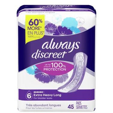 Always Discreet Extra Heavy Long Pads 45 Count - Just Closeouts Canada Inc.037000927457