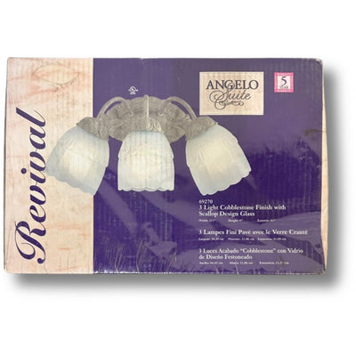 Angelo Revival 3 Light Cobblestone Finish with Scallop Design Glass - Just Closeouts Canada Inc.024034692703