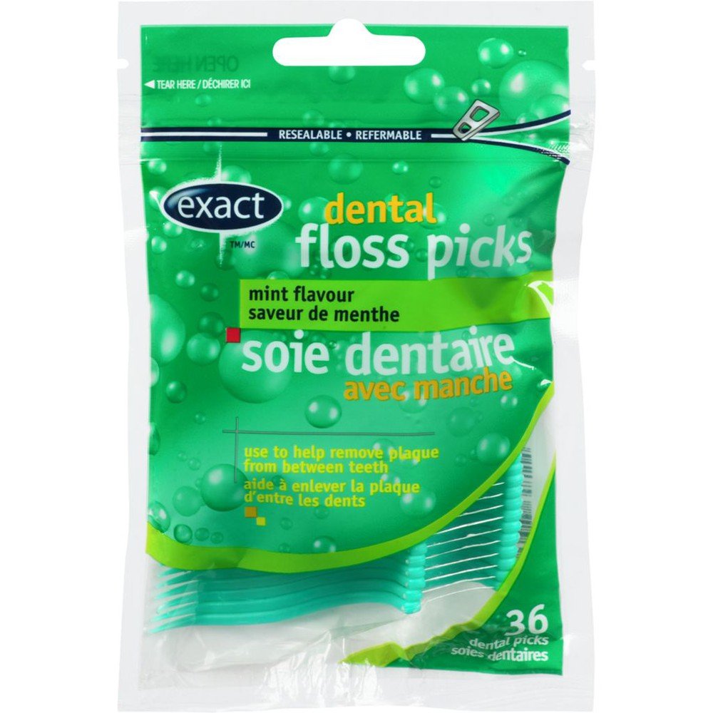 Dental Floss Picks, Mint 36 ea Exact - Just Closeouts Canada Inc.060383648114
