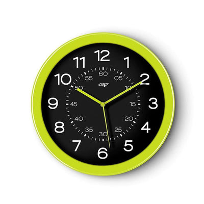 Gloss by CEP 12" Clock, 820GGR Black Face/Green Rim - Just Closeouts Canada Inc.3462159002811