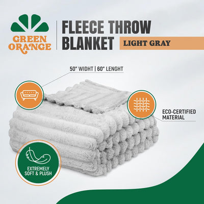Green Orange 50" x 60" Fleece Throw Blanket, Light Gray - Just Closeouts Canada Inc.