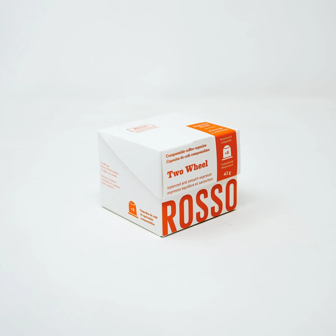 Rosso Coffee Roasters Two Wheel Compostable Coffee Nespresso Compatible Capsules, 8 pods (43G) - Just Closeouts Canada Inc.883183200128