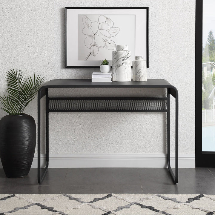 Walker Edison 42 inch Metal Desk with curved top in Gun Metal Grey, DM42CURGY - Just Closeouts Canada Inc.842158140906
